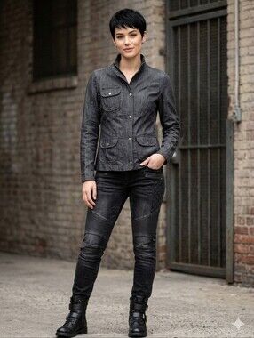 Calvin Klein Dark Charcoal Grey Moto Style Jacket. Size 2